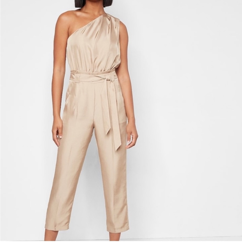 Express Draped One Shoulder Belted Jumpsuit